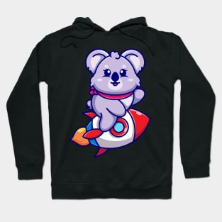 Cute koala riding rocket cartoon Hoodie